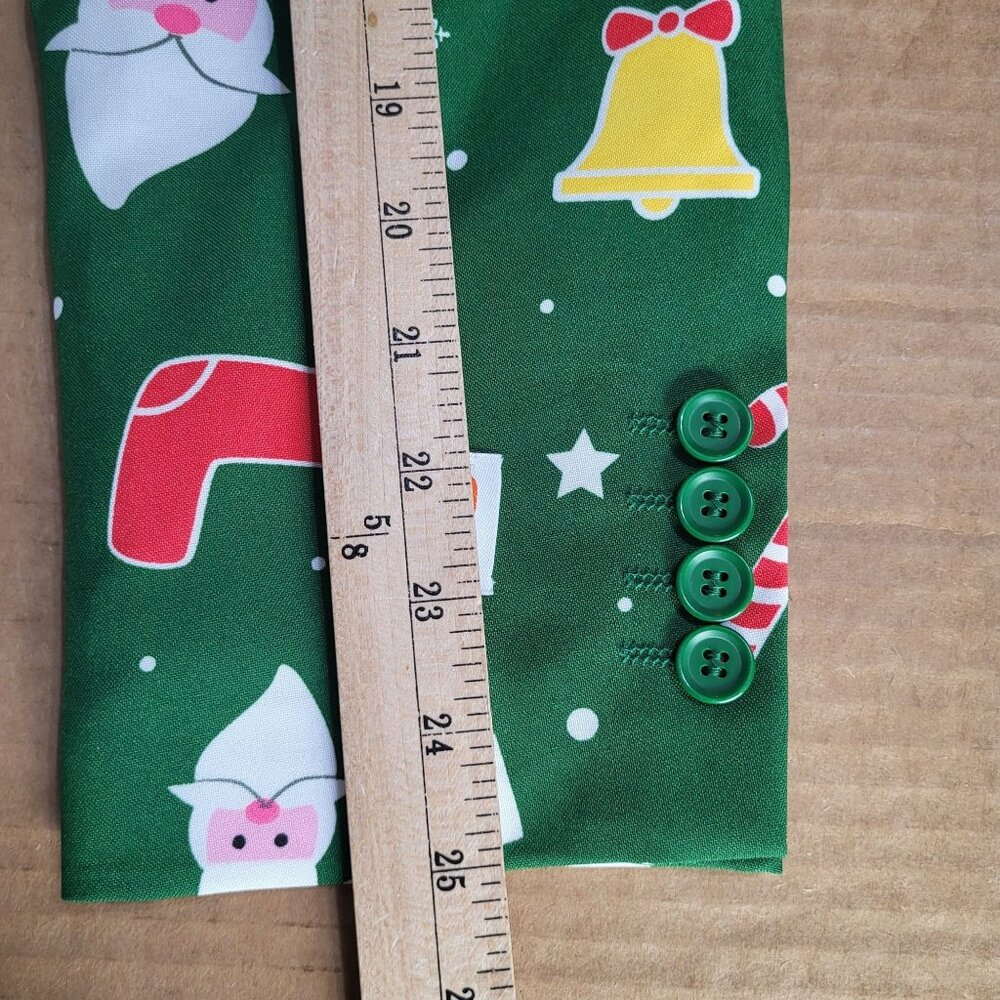 OPPOSUITS Men's SZ 40 Christmas Holiday Fun Suit Jacket Green Santaboss Print - Picture 5 of 8